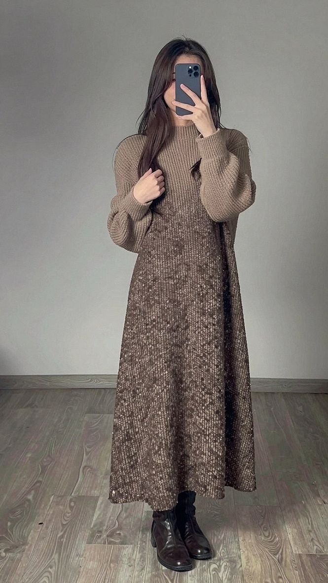 Layering Cozy Knit Sweaters Over Midi Skirts