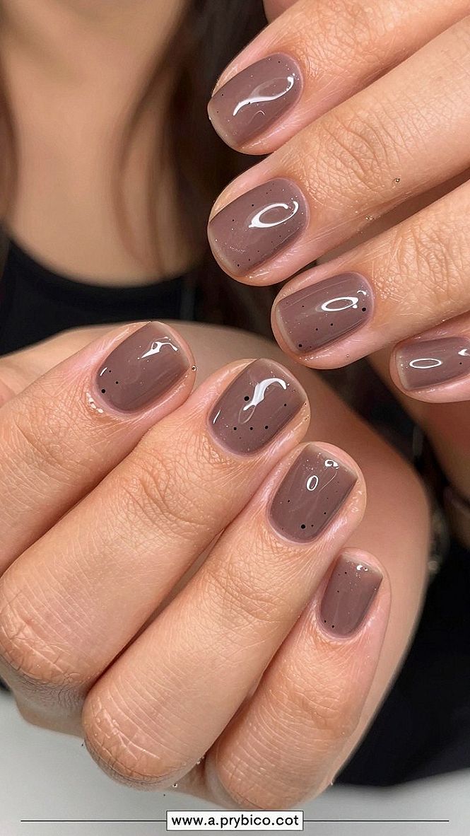 Muted Lavender Gel Pedicures with Tiny Specks