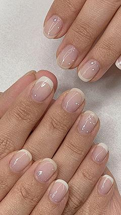 Subtle Rhinestone Accent Pedicures for Brides