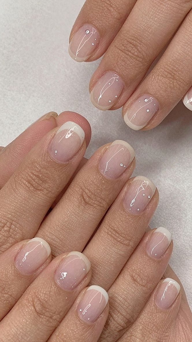 Subtle Rhinestone Accent Pedicures for Brides