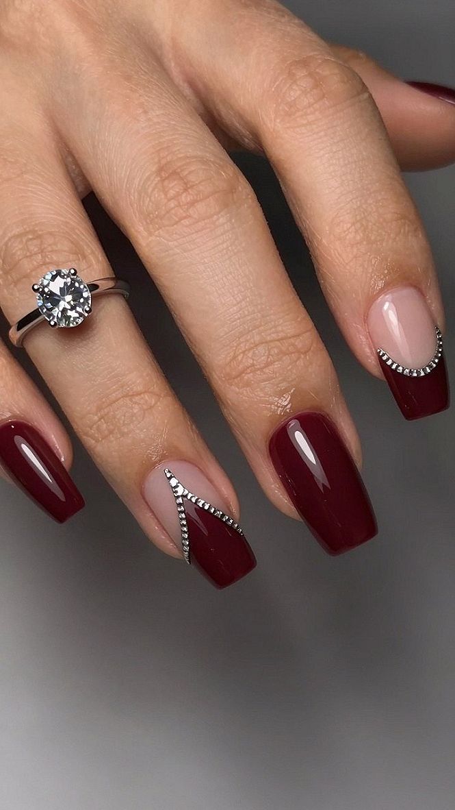 Rich Burgundy and Sparkly Accent Lines