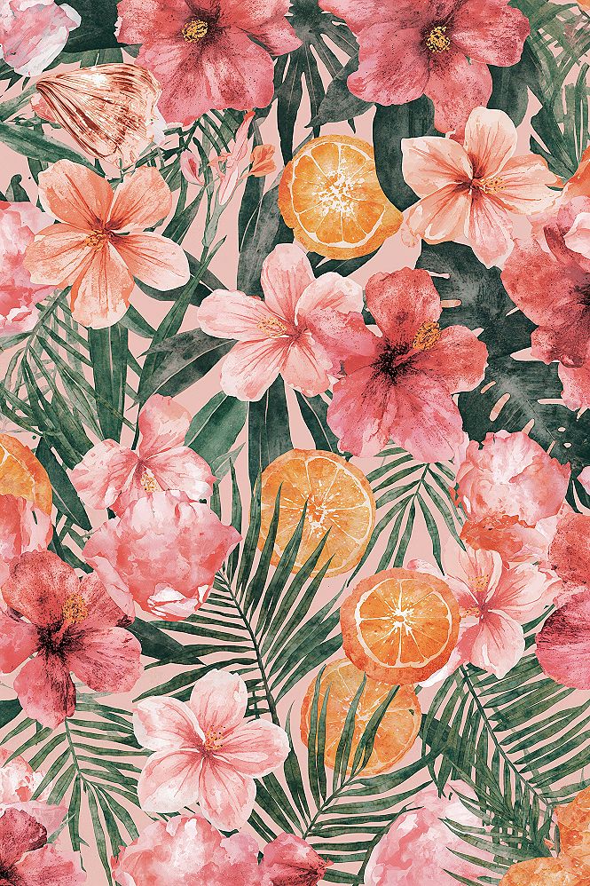 Tropical Summer Vibes: Pink Hibiscus & Beachy Wallpaper