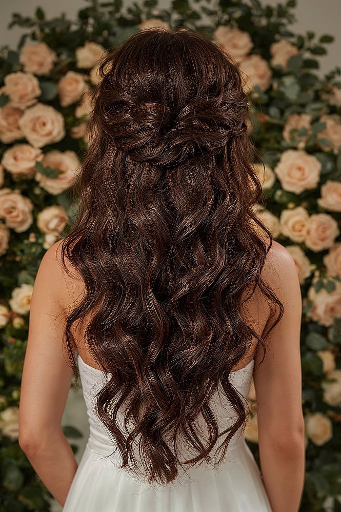 Voluminous Half Updo: Sophisticated Bridal Hair for Your Wedding Day