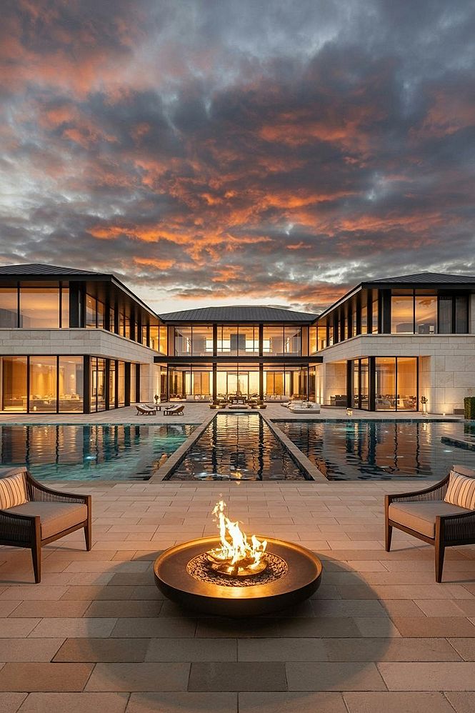 Contemporary Mansion: Luxury Outdoor Living with Pools