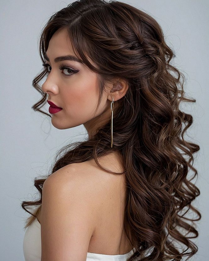 Choosing a Voluminous Half Up Style with Ringlet Curls