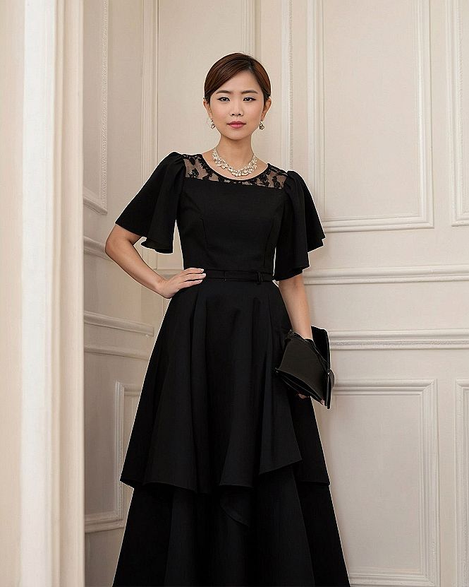 Selecting a Black Evening Dress with Flutter Sleeves