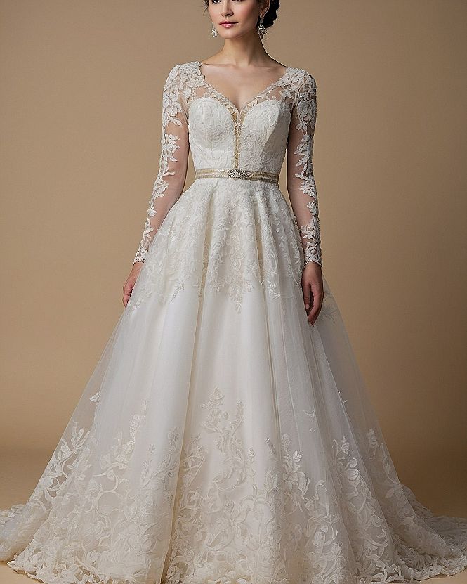 Selecting the Right Waistline for Your Long Sleeve Floral Gown