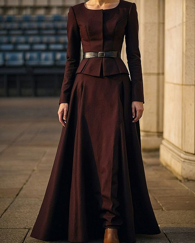 Selecting a Structured Long Sleeve Evening Gown
