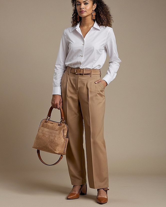 Styling Crisp White Shirts With Beige Trousers for Work