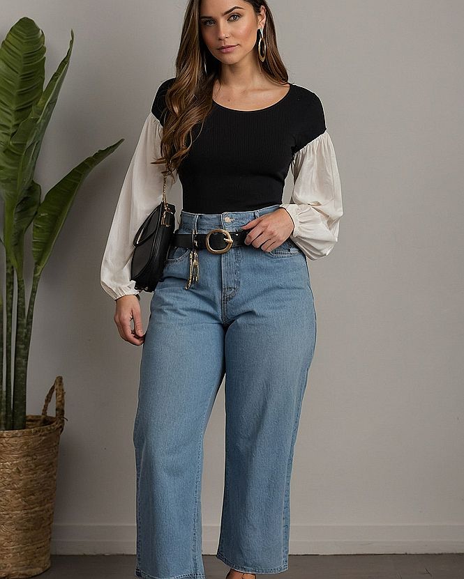 Styling A Blazer With High Waisted Denim And A Belt