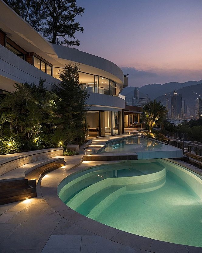 Selecting Curved Architecture and Multi-Level Pools for Coastal Properties