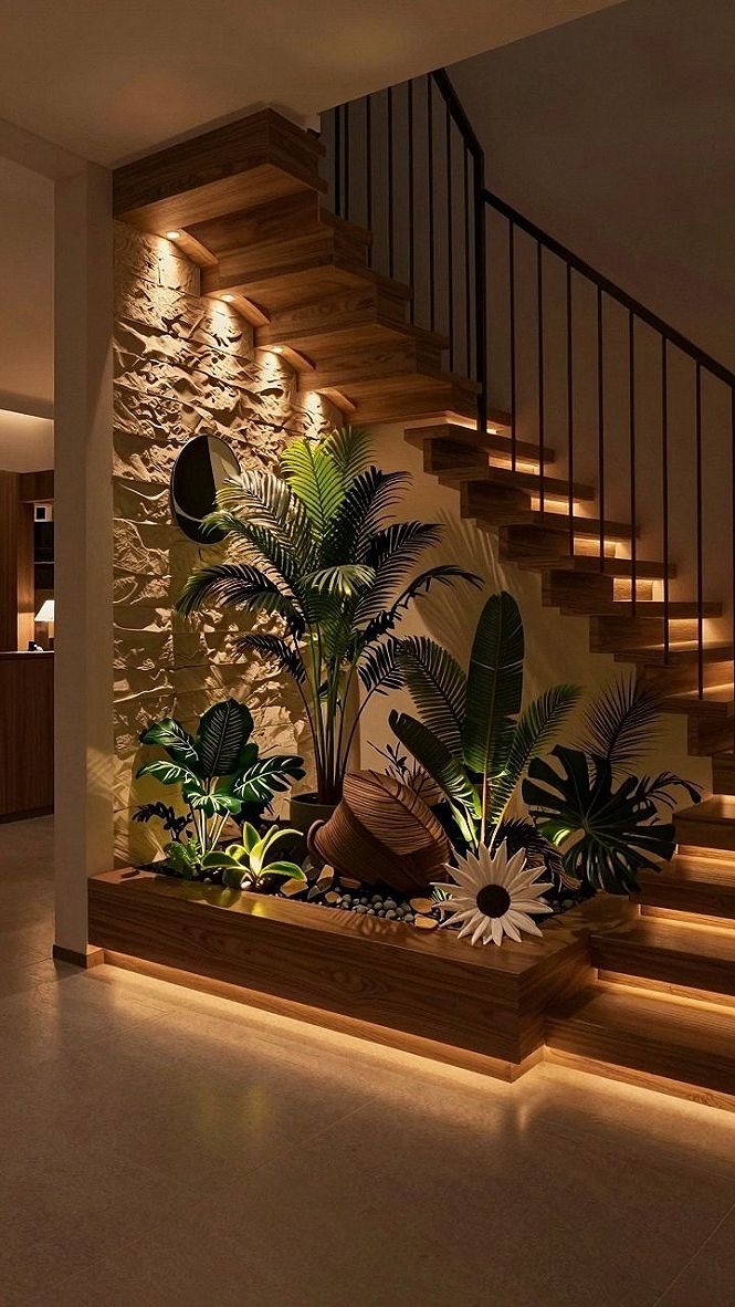 Choosing the Right Wood and Plants for Staircase Corners