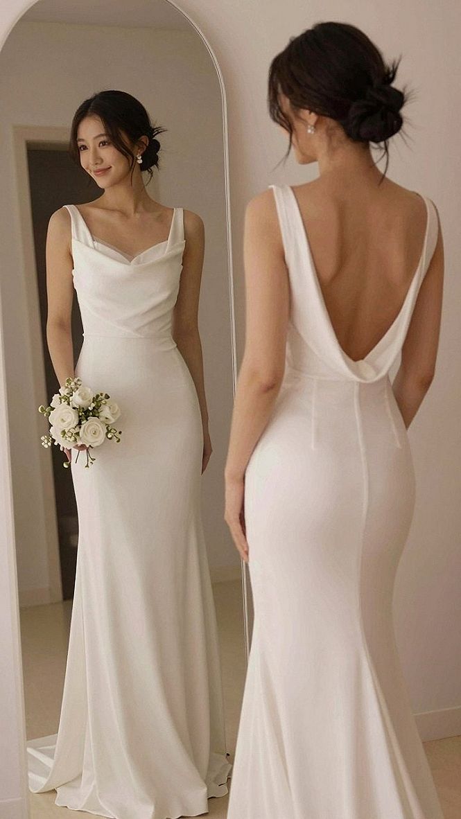 Selecting a Minimalist Cowl Back Gown for Your Big Day