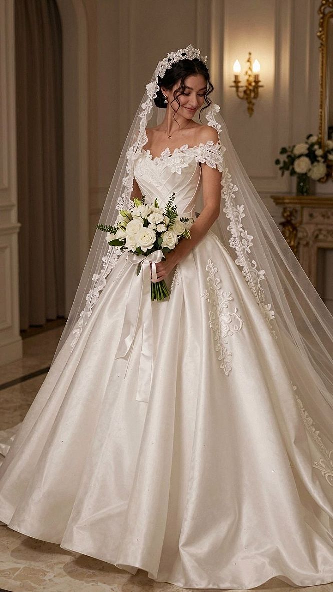 Selecting a Lace Trimmed Veil for a Ballgown Dress