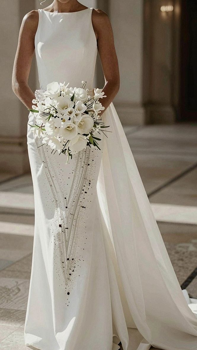 Selecting a Simple Crepe Mermaid Gown With a Clean Train