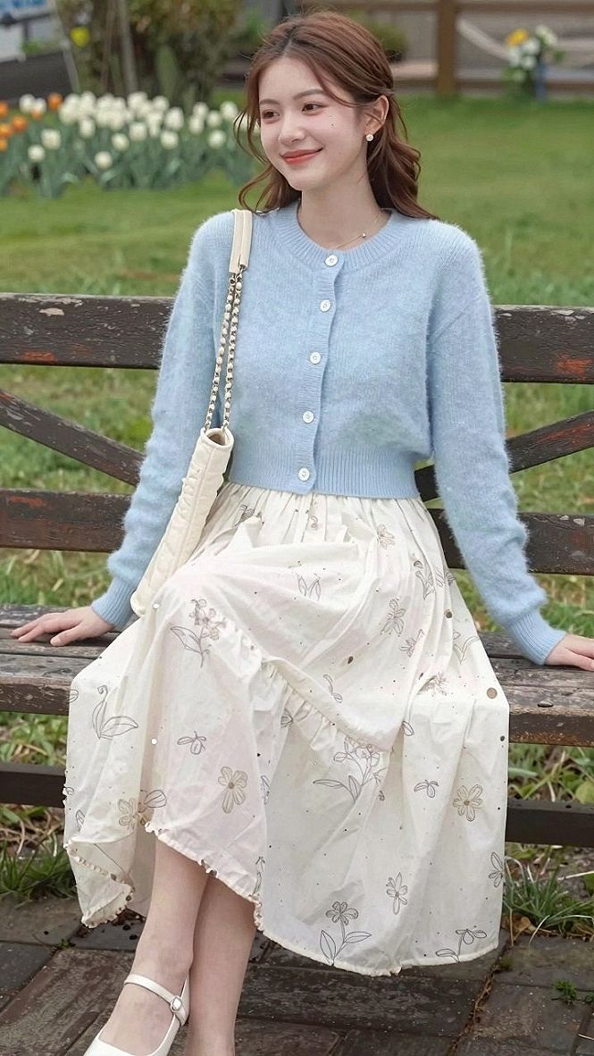 Choosing a Soft Cardigan and Patterned Skirt for Autumn Days
