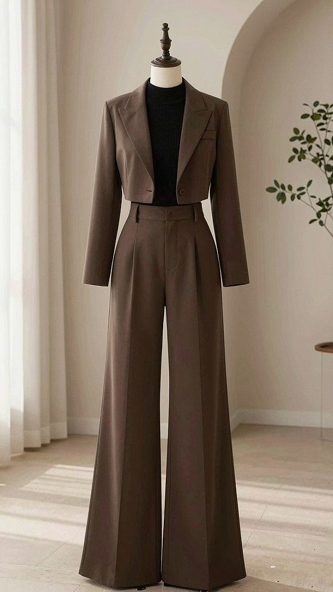 Styling a Cropped Blazer Set With High Waisted Pants
