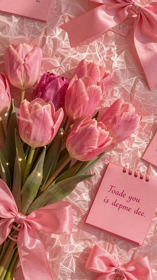 Selecting Coquette Ribbon Accent Pink Tulip Wallpapers