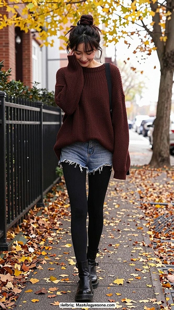 Choosing a Cozy Oversized Sweater and Denim Skirt Combination