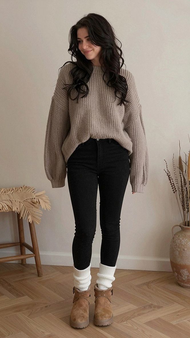 Styling Ribbed Sweaters with Fitted Jeans and Boots