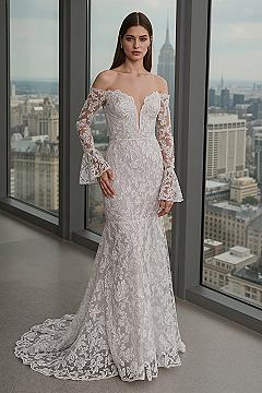 Elegant Long Sleeve Off-Shoulder Lace Wedding Dress