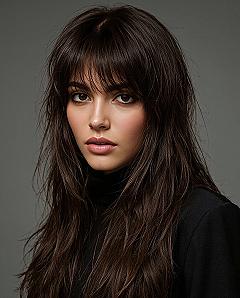 Timeless Elegance: Long Haircuts with Classic Bangs for Effortless Style