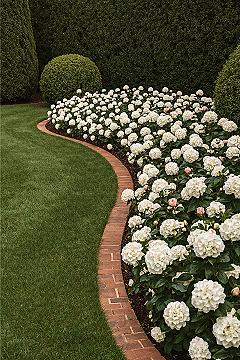 Dream Backyard Garden: Brick Edging & Lush Blooms
