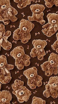 Cozy Autumn Aesthetic: Teddy Bear & Bow iPhone Wallpapers