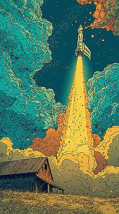 Artistic Space & Barn: Dynamic Rocket Launch Cool Wallpapers