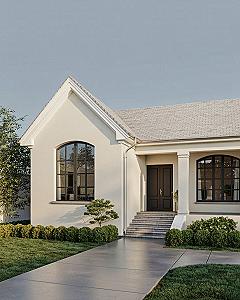 Charming Small House Exterior: Elegant Arch Design for Curb Appeal