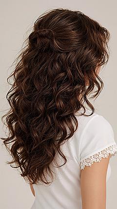 Curly Half-Up Hairstyle: Voluminous & Romantic Wedding Beauty
