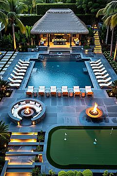 Resort Style Backyard: Ultimate Outdoor Layout with Pool, Cabana & Fire Pit