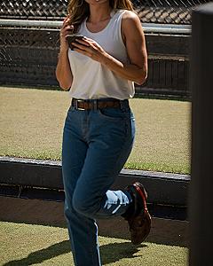 Pairing Simple Tank Tops With Straight Leg Denim