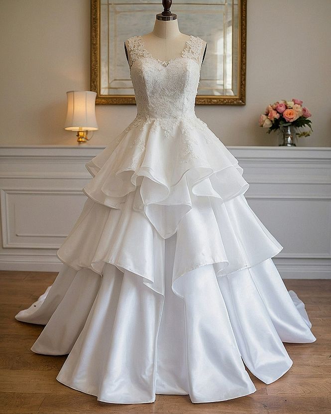 Caring for a Layered Satin and Lace Wedding Dress