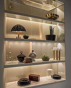 Organizing Built-In Shelves for a Balanced Pink Bedroom