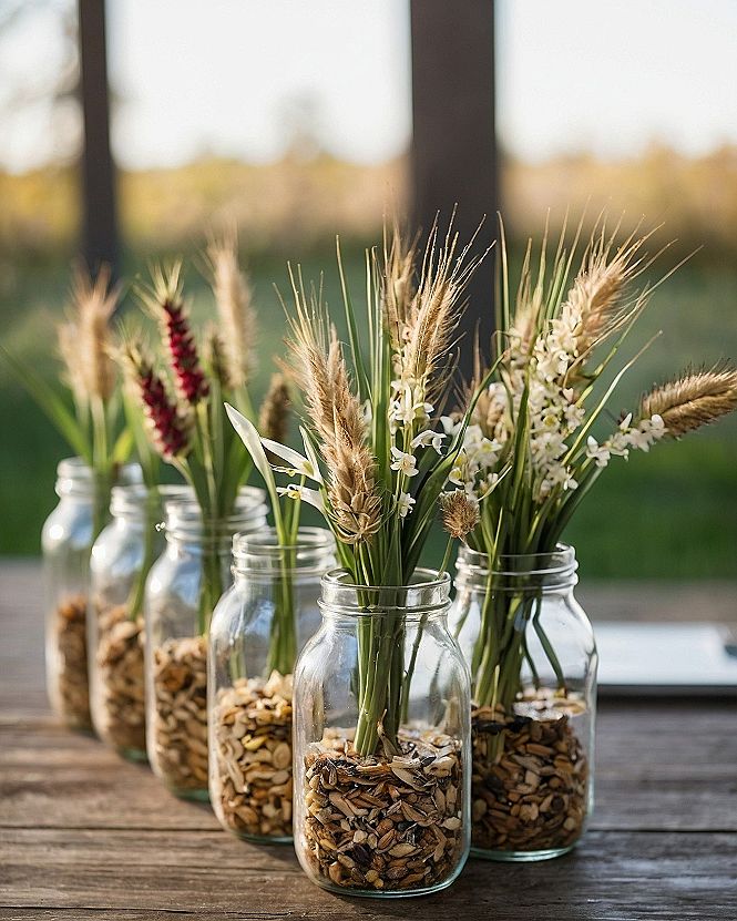 Adding Grain and Seed Fillers to Wedding Centerpieces