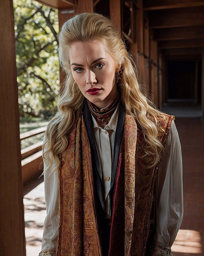 Layering a Printed Vest Over a Blouse for Lunch