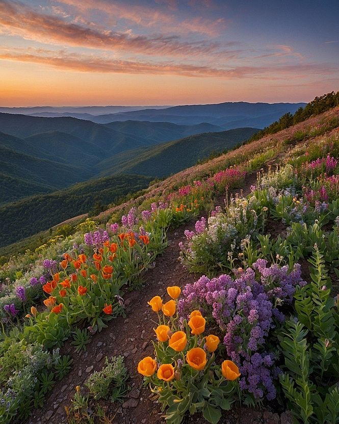 Maintaining Healthy Wildflower Slopes Near Mountain Waters