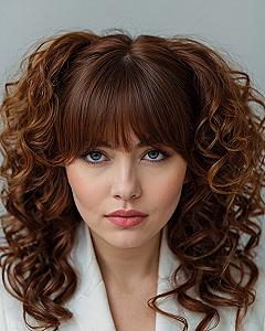 High Curly Pigtails with Blunt Bangs