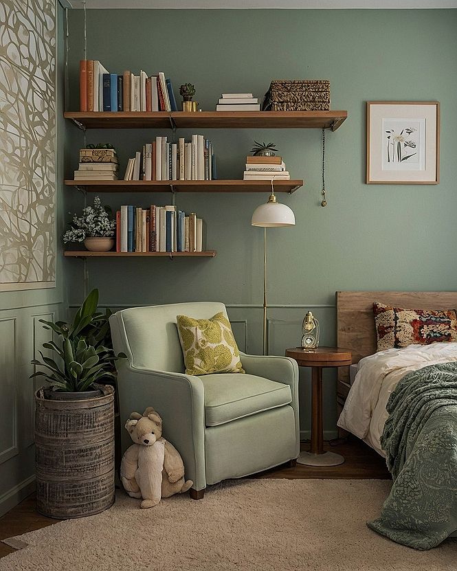 Maintaining Wooden Corner Shelves and Warm Lighting