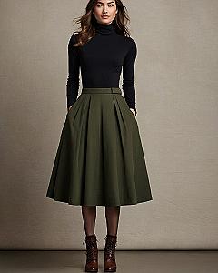 Styling a Turtleneck Sweater With a Midi Skirt for Work