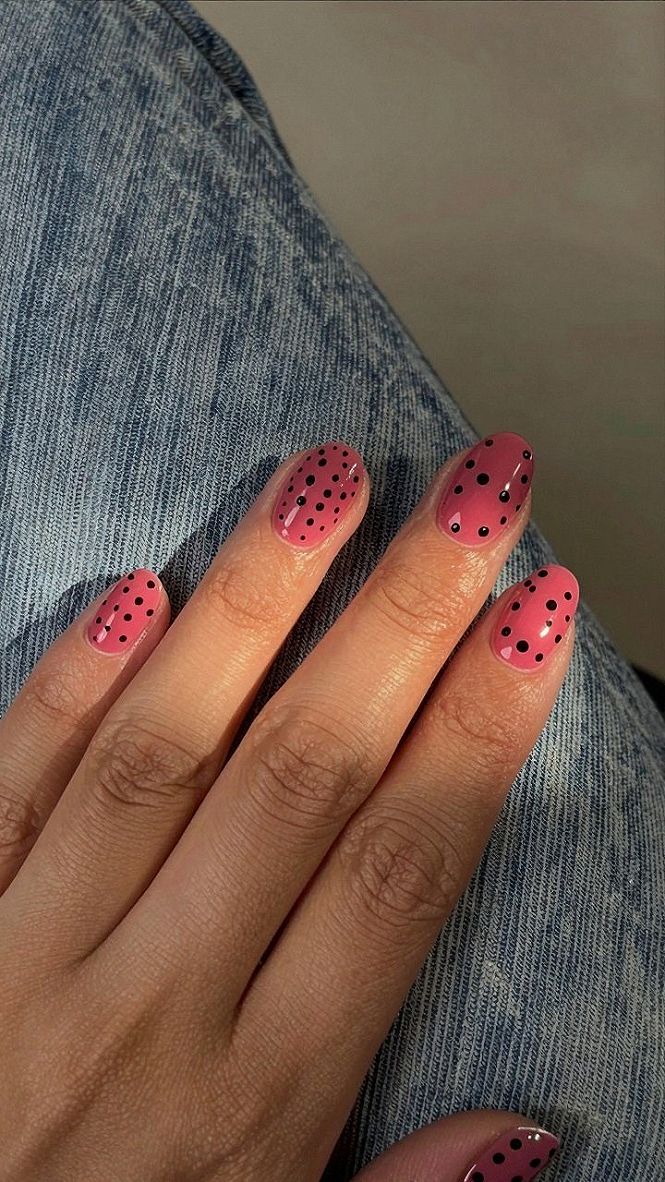 Adding Playful Polka Dot Accents to Red Autumn Nails