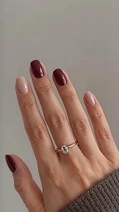 Pairing Deep Burgundy and Nude Polishes for Fall