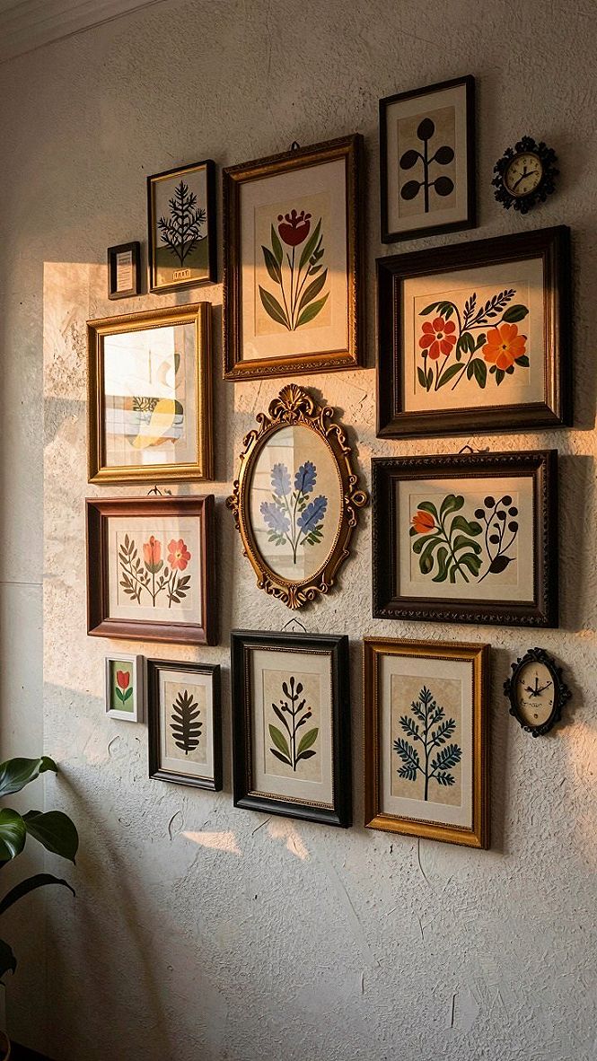 Arranging A Botanical Gallery Wall With Vintage Frames