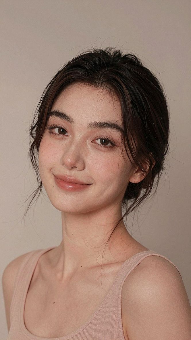 Swept Side Fringe with a Sleek Rolled Bun