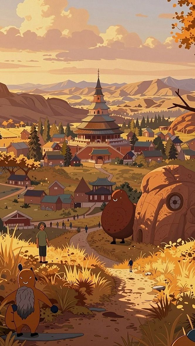 Creating an Animated Autumn Village Desktop Background