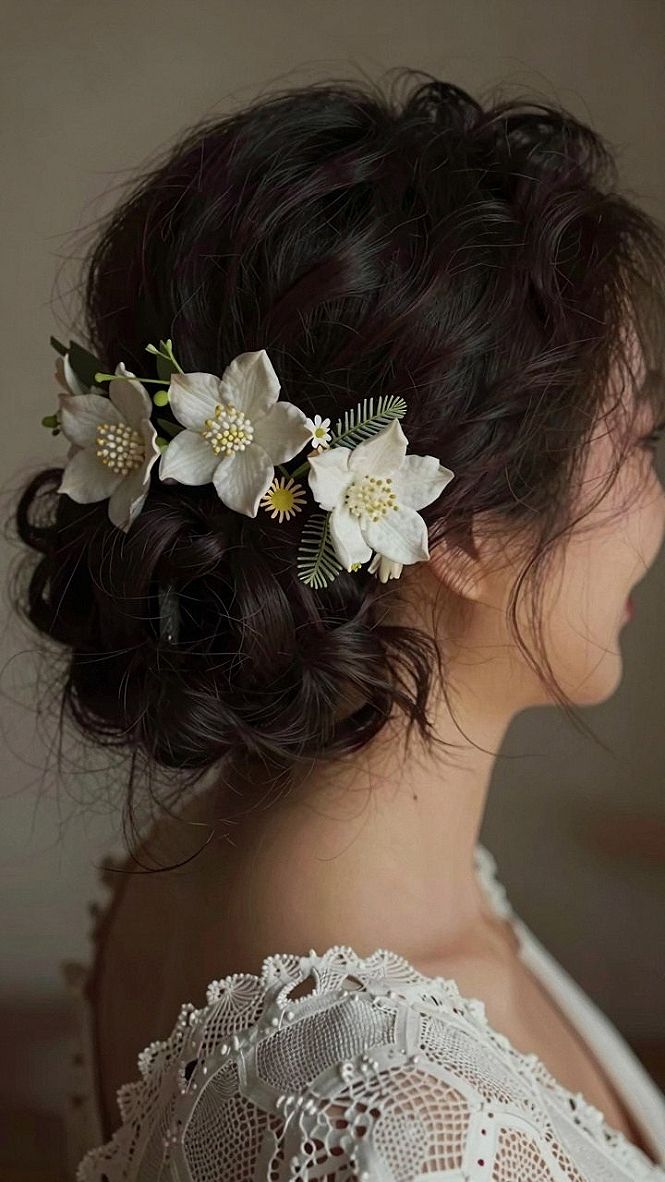 Securing Floral Accents Into A Wedding Bun