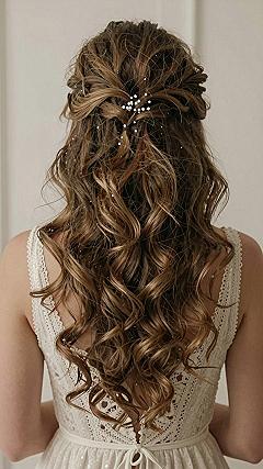 Securing A Half Up Half Down Wedding Hairstyle