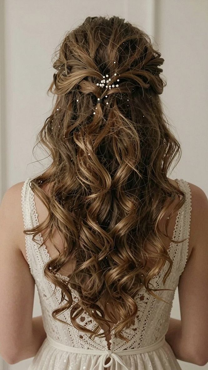 Securing A Half Up Half Down Wedding Hairstyle