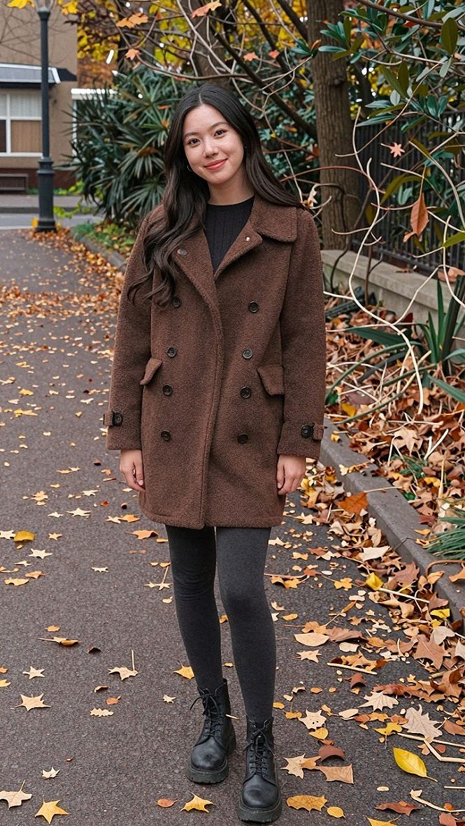 Layering a Wool Peacoat Over Simple Leggings